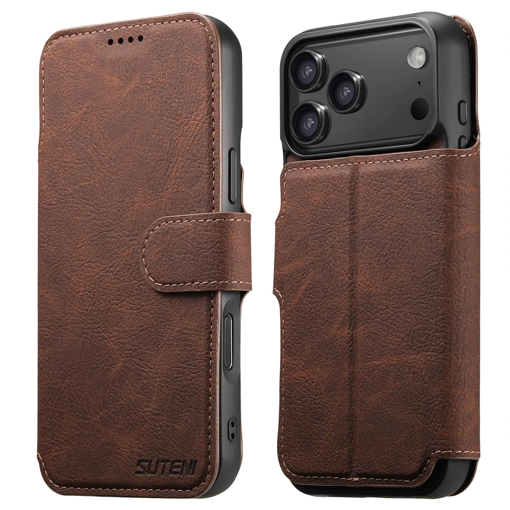 Magnetic Card Leather Case for iPhone 18 17 16 Pro Max 15 14 13  Advanced SenseShell All-inclusive Wear-resistant Anti-drop Case