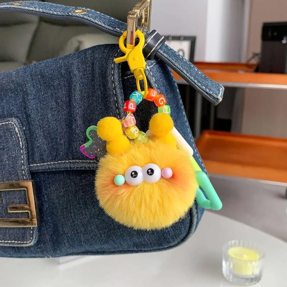 DIY Plush Pendant Elf Rex Rabbit Plush Keychain Small Coal Balls Keychain Plush Bag Decoration Bag Accessories Couples Keychain