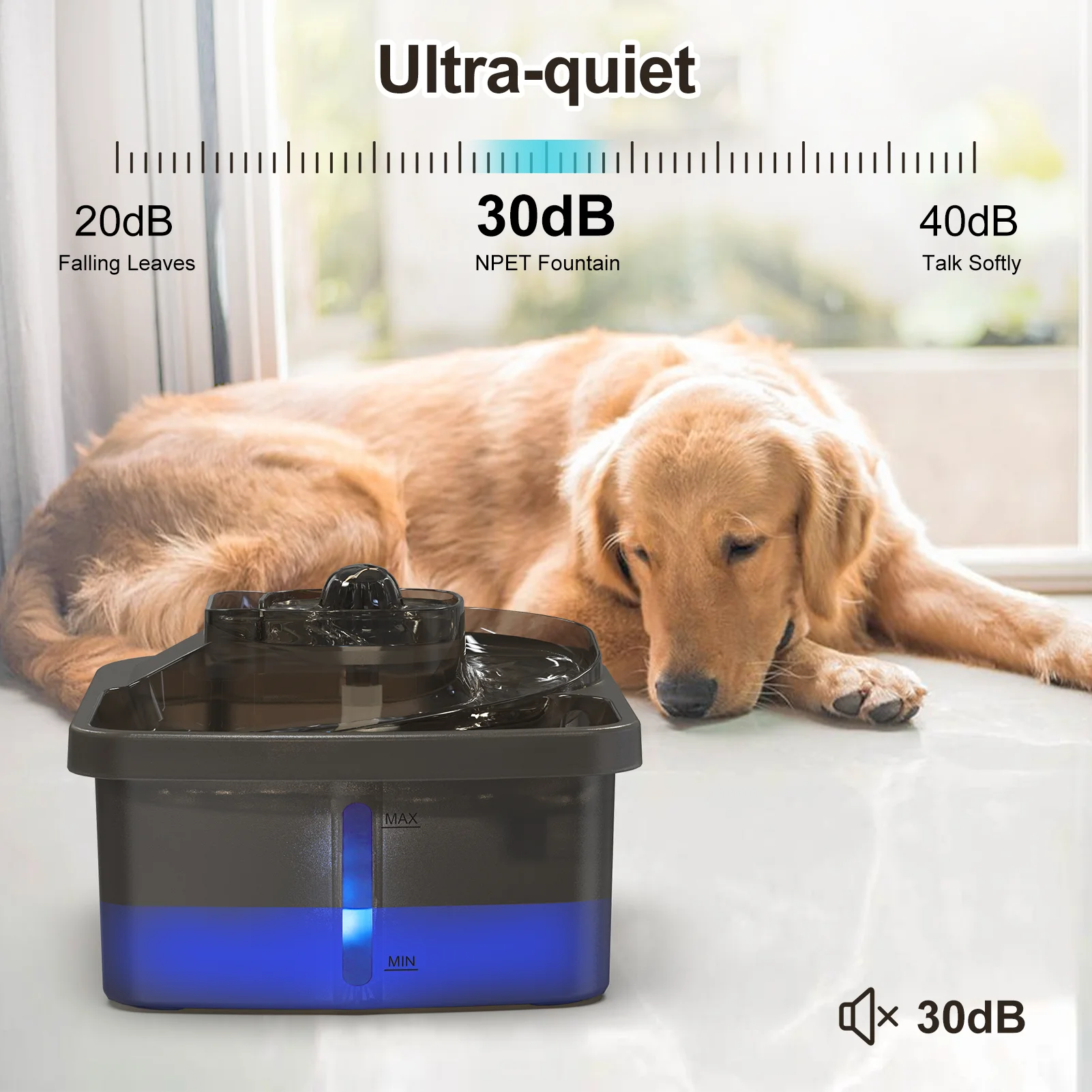 Fuente de ultrafiltración de gran capacidad para gatos, fuente multinivel de 8L con 3 áreas para beber, Material de grado alimenticio, sin BPA, para perros