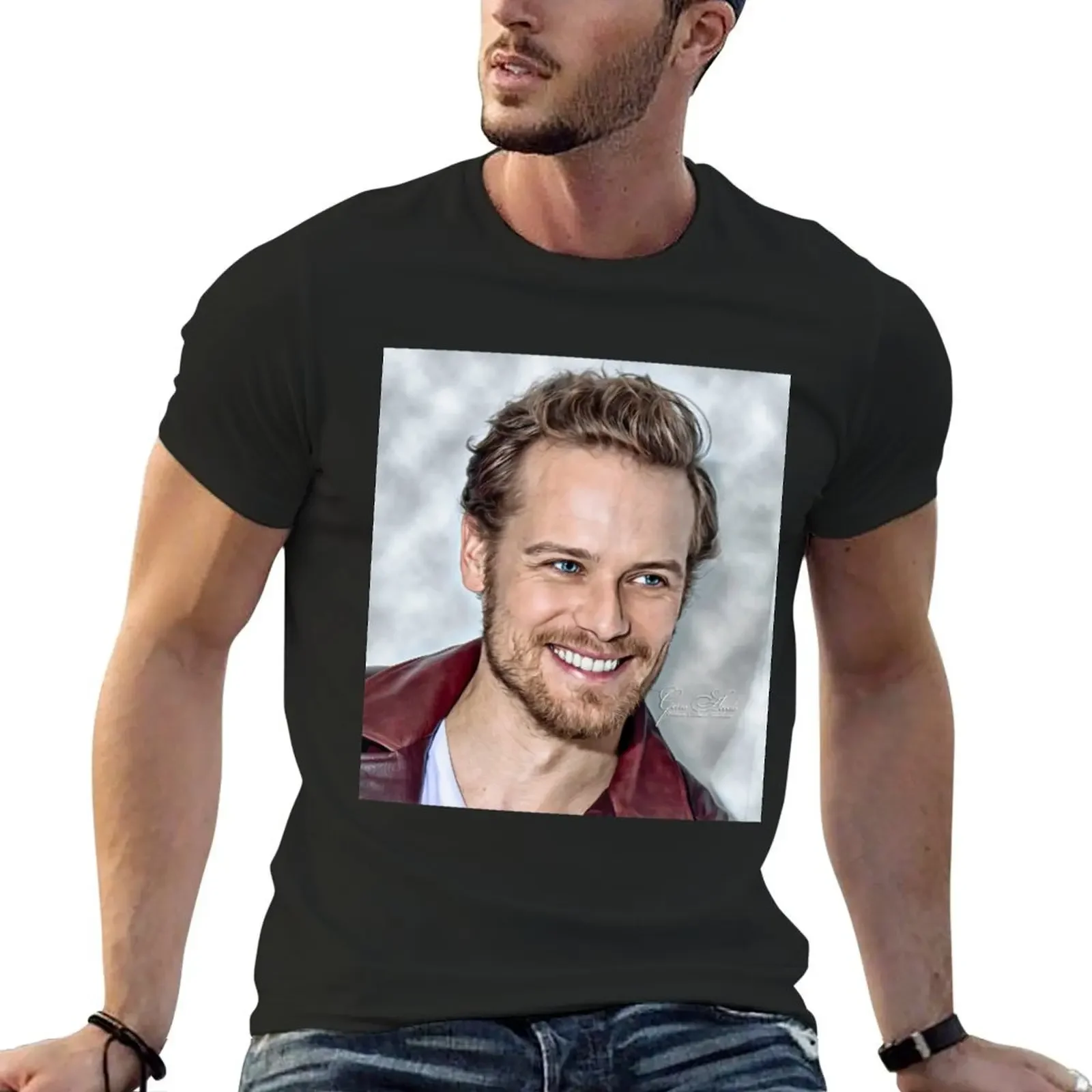 sam heughan T-Shirt blue archive customizeds oversizeds street wear plain t shirts men