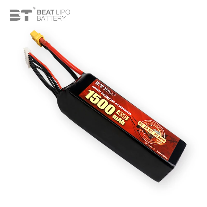 Imagem -03 - Bateria Recarregável Lipo para rc Quadcopter Helicóptero Fpv Racing Drone Peças de Reposição Novo 6s 22.2v 1500mah 45c