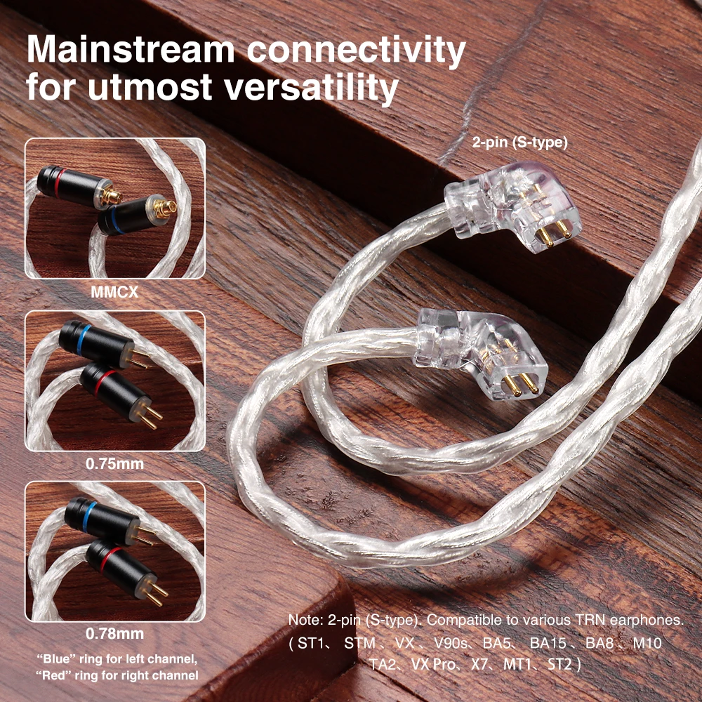 TRN T6 Pro 16Core الفضة مطلي OCC النحاس ليتز MMCX/2PIN موصل ترقية كابل سماعات كابل ل TRN Kirin ZS10 EMA V90