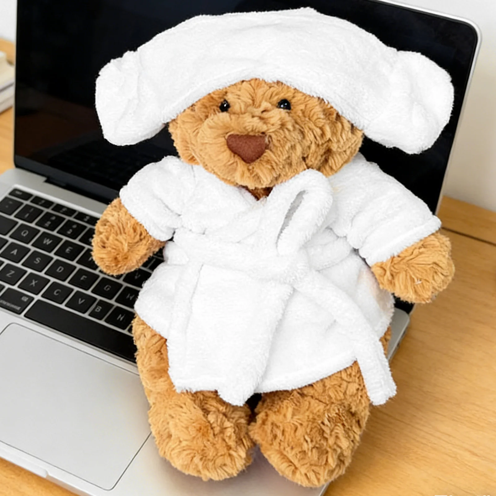 1Set Stofftier Bademantel Outfit Weiche Weiße Nachtwäsche für 28Cm Bär Spa Pretend Play Kleiderschrank Zubehör Urlaub kostüm