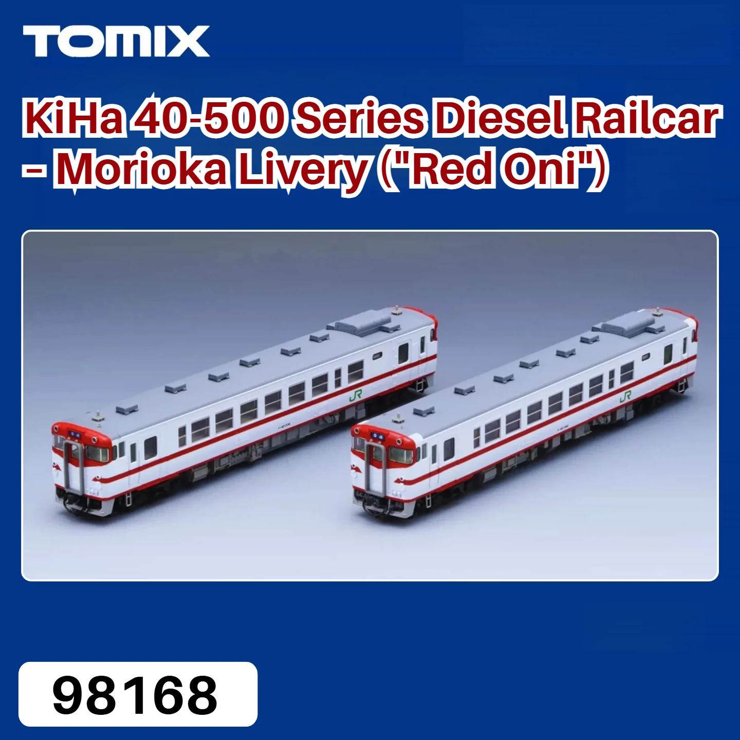TOMIX N-schaal 1/160 Kiha48/Kiha40 dieselmotortrein 98167 98168, Morioka-uitvoering, rode 'Demon'-kleur, set van 2 wagons, modelspoor, een cadeau voor treinliefhebbers.
