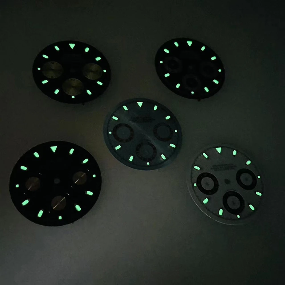 29.5mm S Logo DTN Panda Dial Suitable For VK63 Movement Ice Green Luminous Quality Watch Modification Accessories