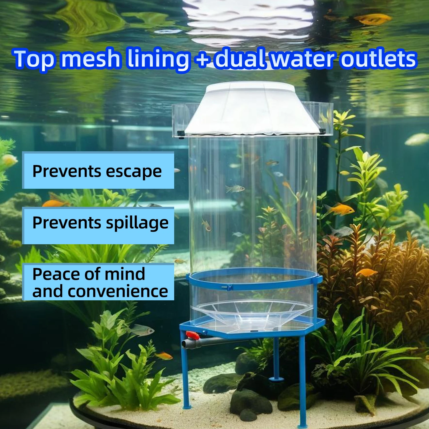 AIROW Custom 250L Acrylic Transparent Salmon Egg Incubator Tilapia Fish Egg Hatching Bucket Energy Saving Eco-Friendly Fish