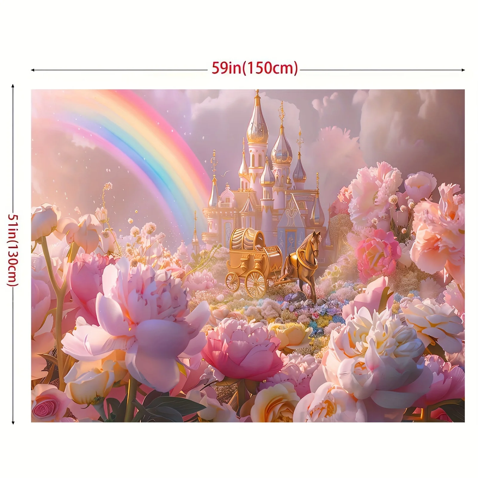 Dream Castle and Flower Dream Photography Background - Polyester Princess Royal Carriage and Rainbow Studio