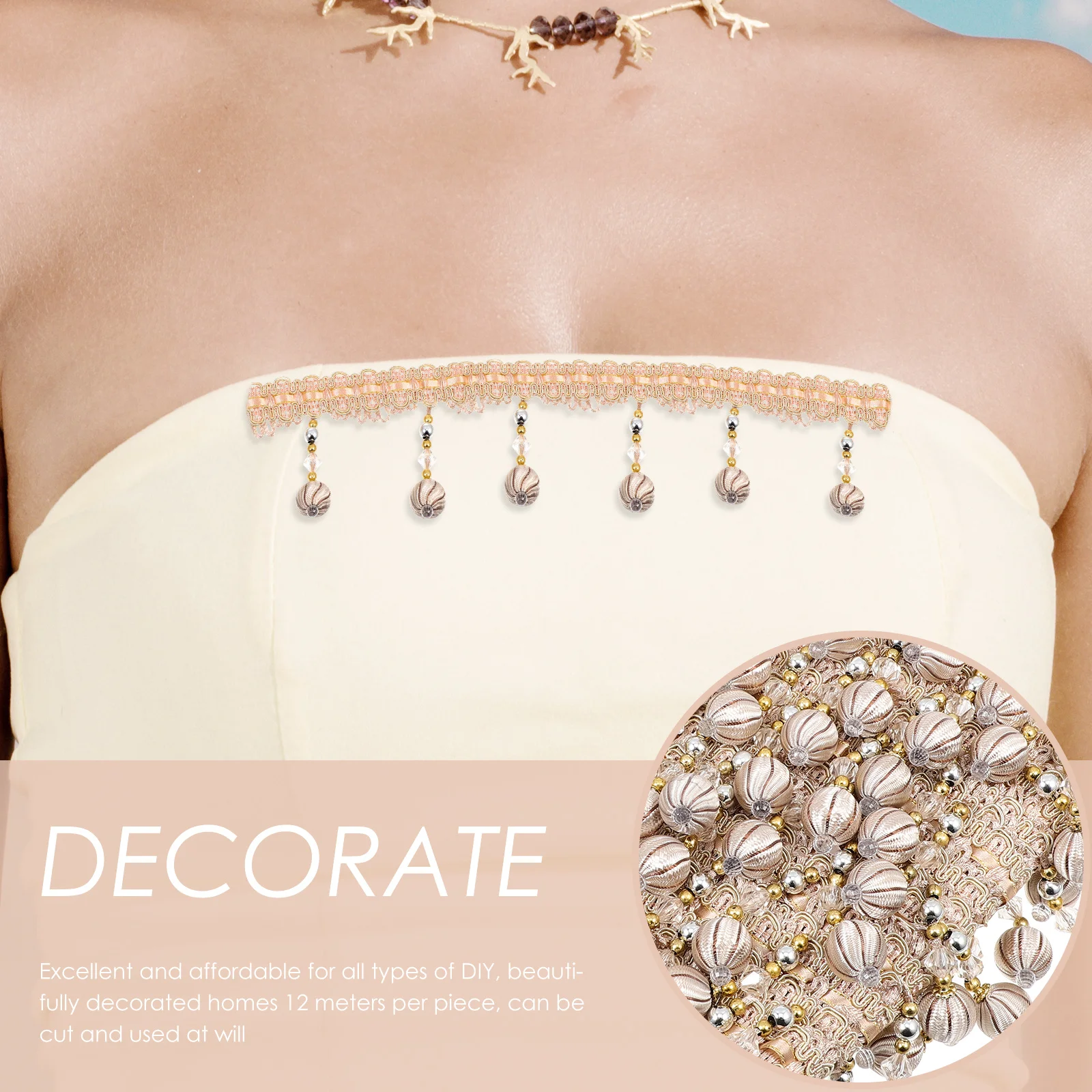 

Beaded Fringe Trim Polyester Silk Plastic Material For Diy Curtain Blanket Home Wedding Party Decor Sofa Fringed Trim