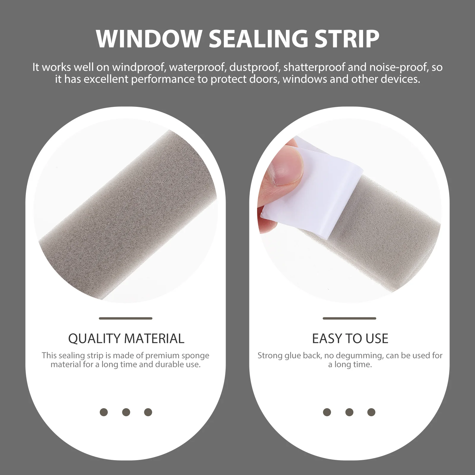 

1 Roll Home Door Frame Sealing Strip Thick Sponge Soundproof Self-Adhesive Tape for Door Window Windproof Noise Insulation