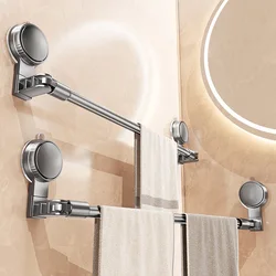 Stretchable Towel Rack Suction Cup Towel Bar Holder Without Drilling Hole Wall Mounted Towel Rack Kitchen Pot Cover Rack