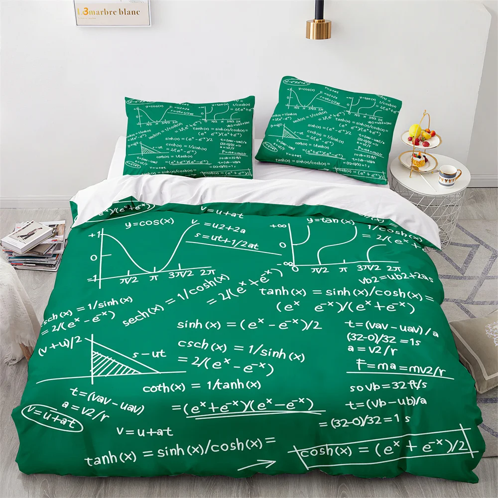 Modern Duvet Cover Set School Genius Smart Student Math Geometry Science Number Formule Image Decorative Polyester Bedding Set