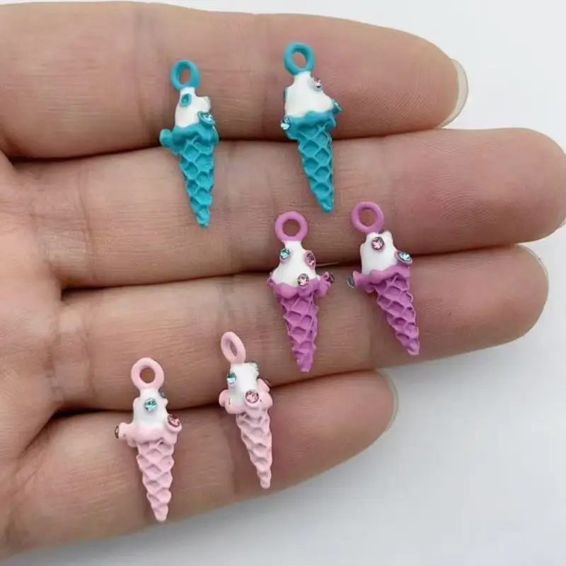 10PCS Colgante de caramelo dulce de aleación con efecto de goteo de aceite, accesorios para manualidades DIY, material para pendientes y llaveros a juego