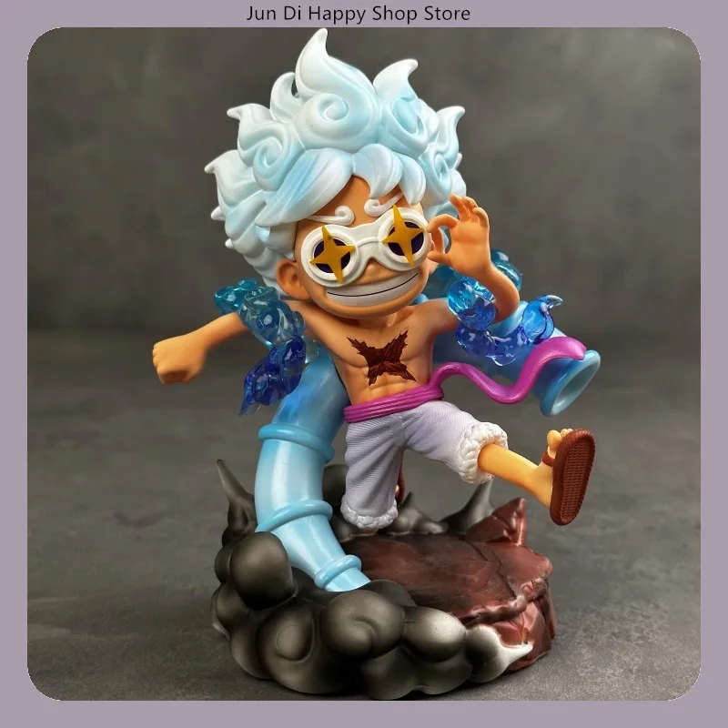 Une pièce singe D. Luffy Chibi Version lunettes d'allucination Nika 15 cm figurine d'anime Statue voiture décoration de bureau cadeau