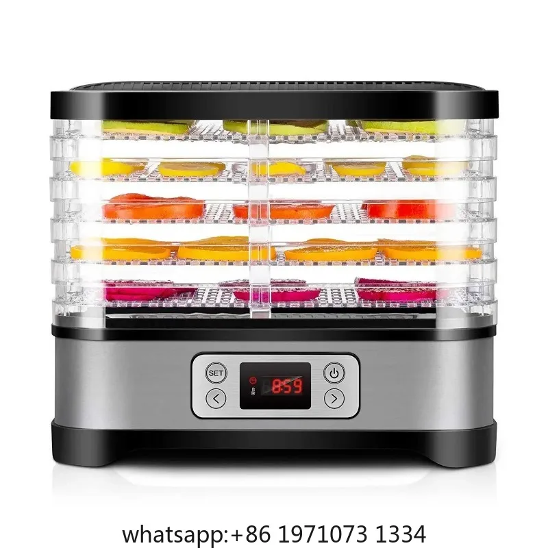 Plastic Food Dehydrator with Transparent Window, 5-Tier Stackable for Fruits/Meats Food-Grade Material Adjustable Temperature