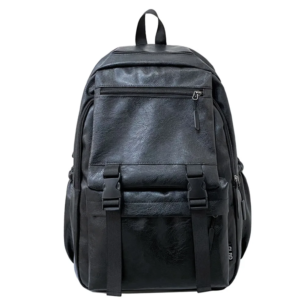 

Simple Pu Leather Backpack Large Capacity Multifunction Book Bag Breathable Casual School Bag College