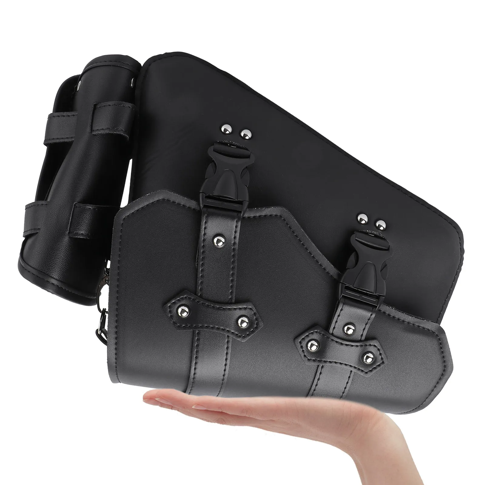 1Pcs Motorcycle Side Bag PU Material Heavy-Duty Swingarm Pouch Large Compartment for Keys Phone Wallet on Sportster