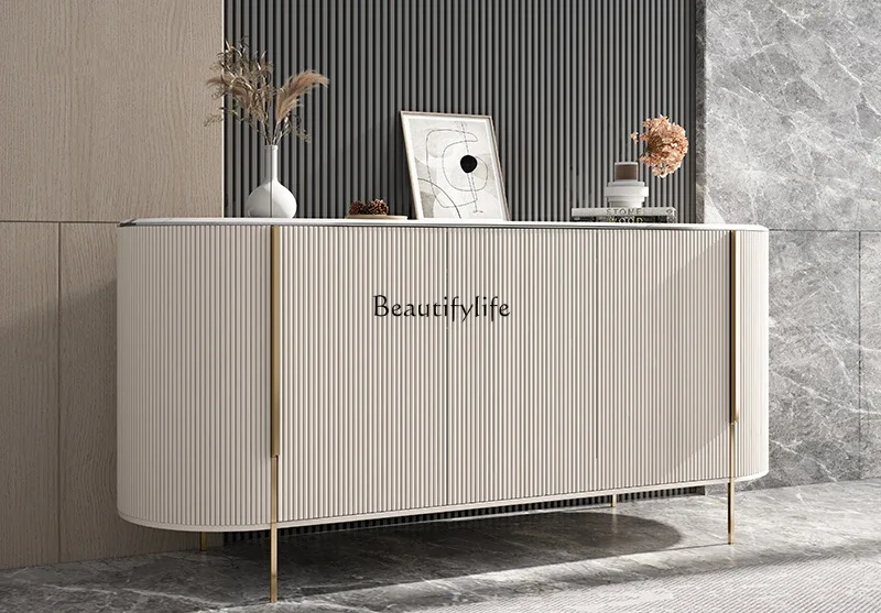

lItalian light luxury rock slab dining side cabinet modern simple entrance wall cabinet