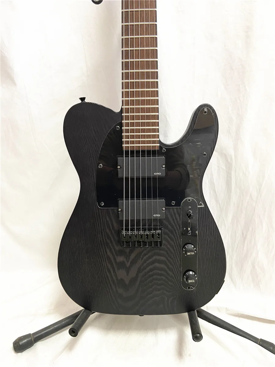 7 string transparent black mute photoelectric guitar closed active pickup black guard plate free shipping