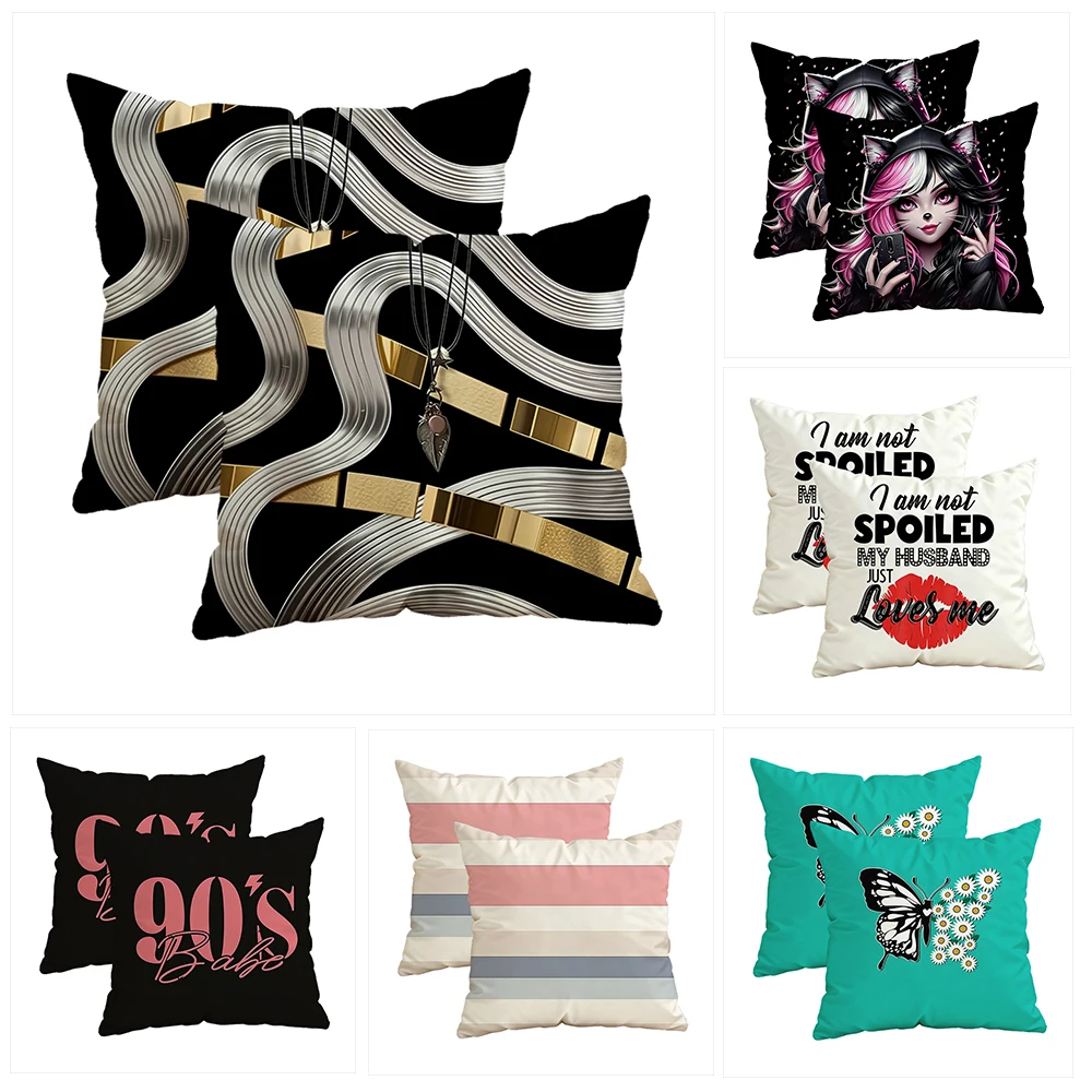 

Stylish Black & Gold Wave Pillowcaseszipper design, decorative pillowcase, 45x45 cm pillowcase