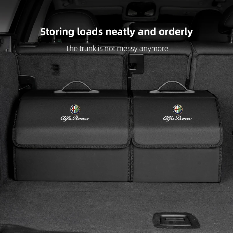 Car Trunk Leather Storage Box Foldable Auto Organizer Bag For Alfa Romeo Giulietta Mito 159 Giulia Stelvio 156 147 Tonale Brera