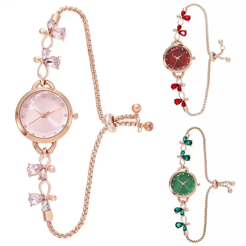 Exquisite Adjustable Bracelet Watch Rhinestone Alloy Quartz Watch Ladies Wristwatch for Women Girls