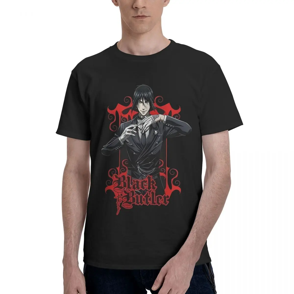 

Black Butler Anime Graphic 100% Cotton Casual Breathable Confortable T Shirt Men's Clothing Deals Man Clothes