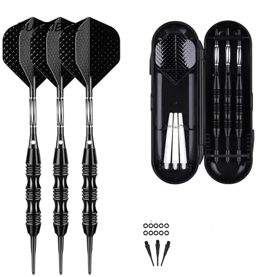 

3pcs Professional Soft Tip Darts Set 20Grams+ Aluminum Shafts + 3 Standard Flights + Portable Case for Electronic Dart Board