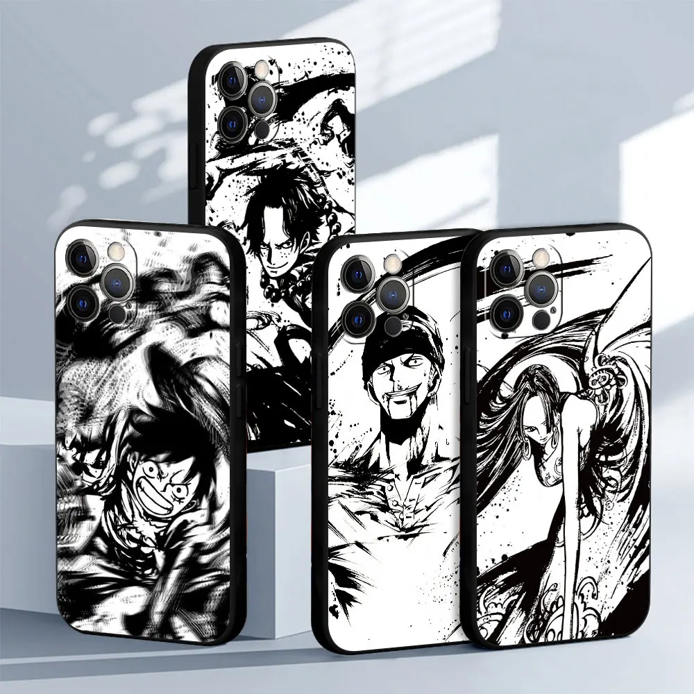 Case For Apple iPhone 14 Pro Max 13 11 12 Mini X XR 7 8 Plus 6 6S SE 5S 5 7+ 8+ Black Soft Phone Cover Comics Mokey D Luffy Capa