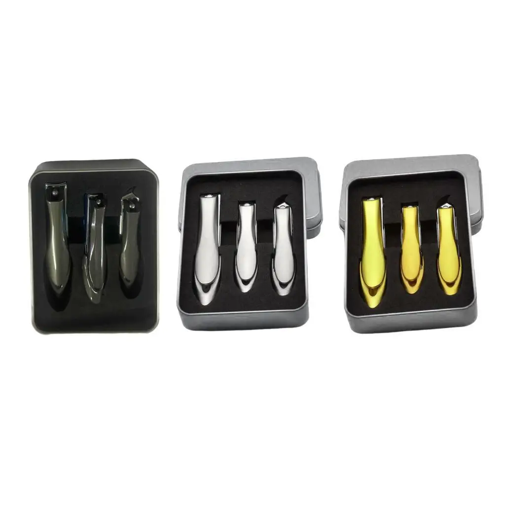 3Pcs Nail Clipper Professional Splashproof with Box Conveient Metal Lightweight Nail Trimmer for Children Men and Women Seniors