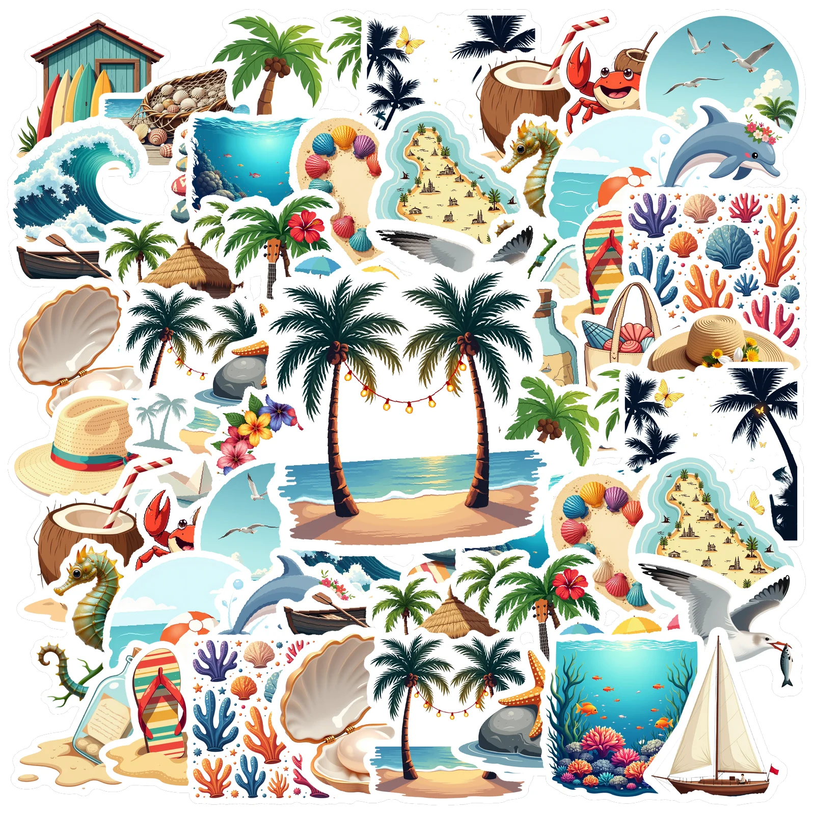 35-70 قطعة ملصقات الشاطئ الجزيرة الاستوائية الصيف السفر Diy بها بنفسك الأمتعة الغيتار الثلاجة المحمول الكتابة على الجدران ملصق القرطاسية المدرسة #4