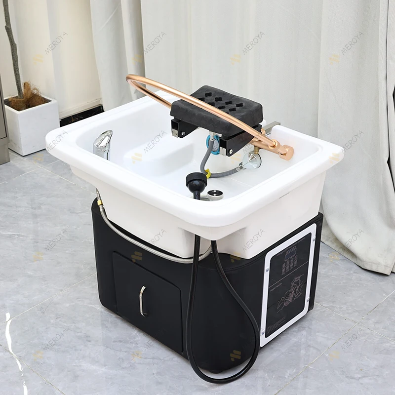 Modern Hair Salon Equipment Head Spa Sink Washing Basin Set Multifunction Steamer Hydrotherapy Water Circulation Shampoo Sink