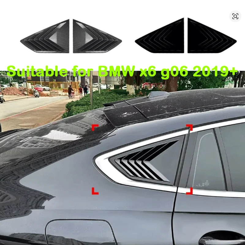 

Автомобильный станок для BMW X6 G06 M50d M60i M50i 2020 ~ 2025, заднее боковое окно, жалюзи из АБС-пластика, гоночный стиль, треугольная наклейка, аксессуары
