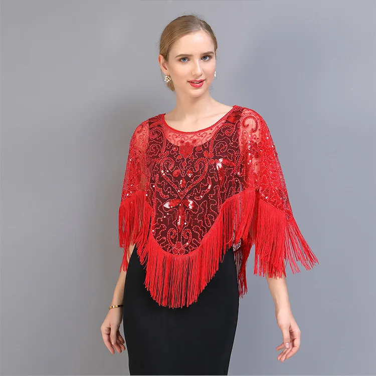 Plus Size Irregular Hollow Out Maternity Capes Mesh Tassel Patchwork Sequins Tops Pregnant Woman Photography Shirts Shawl Blouse