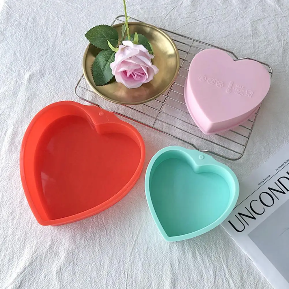 3Pcs,4/6/8-inch Love Heart,Silicone Mold,Non-stick DIY Bread Mousse Pastry Baking Pan ,Bakeware ,Dessert Baking Tools