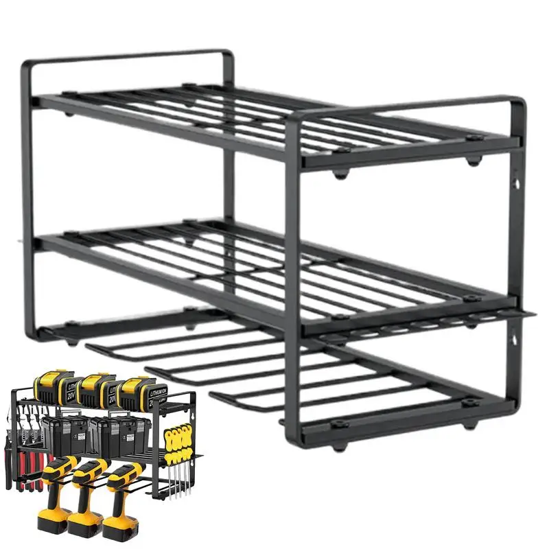 Power Tool Organizer 3-Layer Tool Storage Shelf Wall-Mounted Electric Tool Organizer Modular Drill Shelf Organizer Heavy-Duty