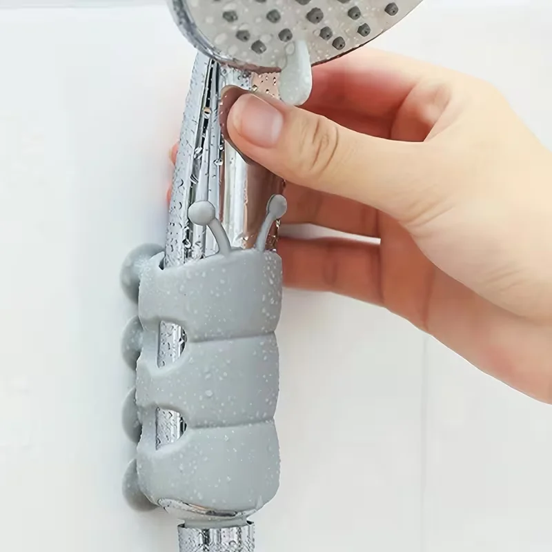 2pcs Caterpillar Suction Cup Shower Head Holders No Drilling Movable Fixed Base Shower Head Brackets Accessories