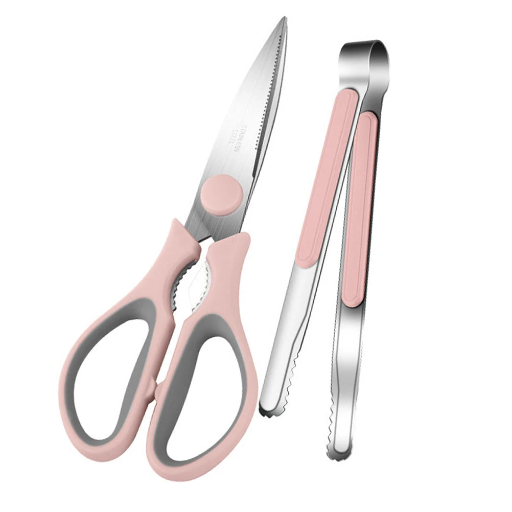 Barbecue Scissors Clips 410 Stainless Steel Heat Resistant Kitchen Tool Chicken BBQ Scissor Set Practical Manual Tool