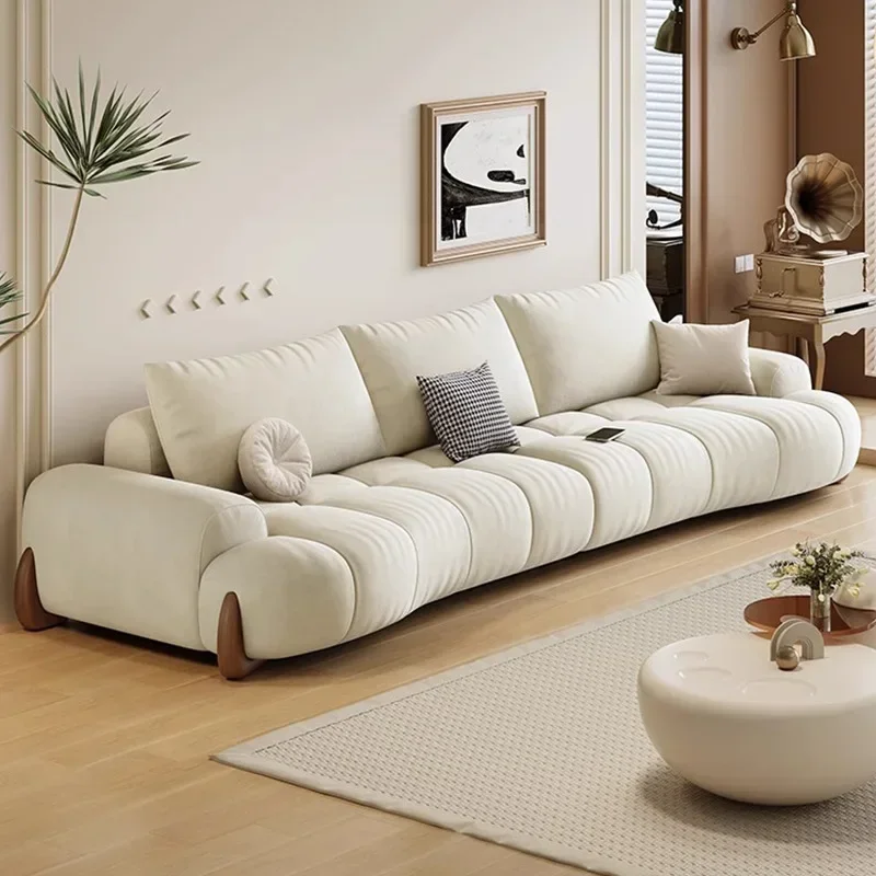 Marshmallow sofa cat scratching cloth cream wind living room simple small apartment technology cloth curved straight row cat scr