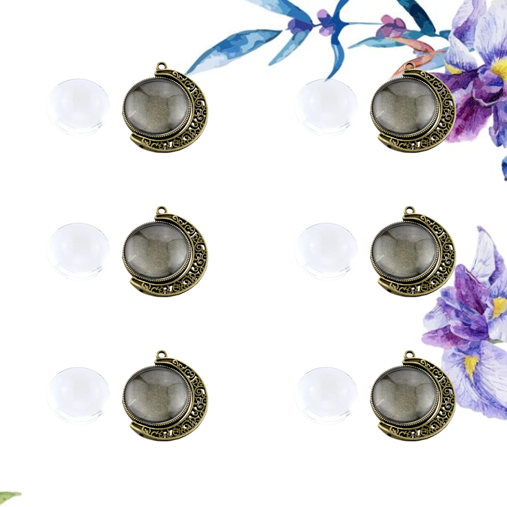 

10Pcs Women H made Necklace Round Women Jewelry Moon Shaped Rotating Double Sided Pendant Durable Gifts Accessories