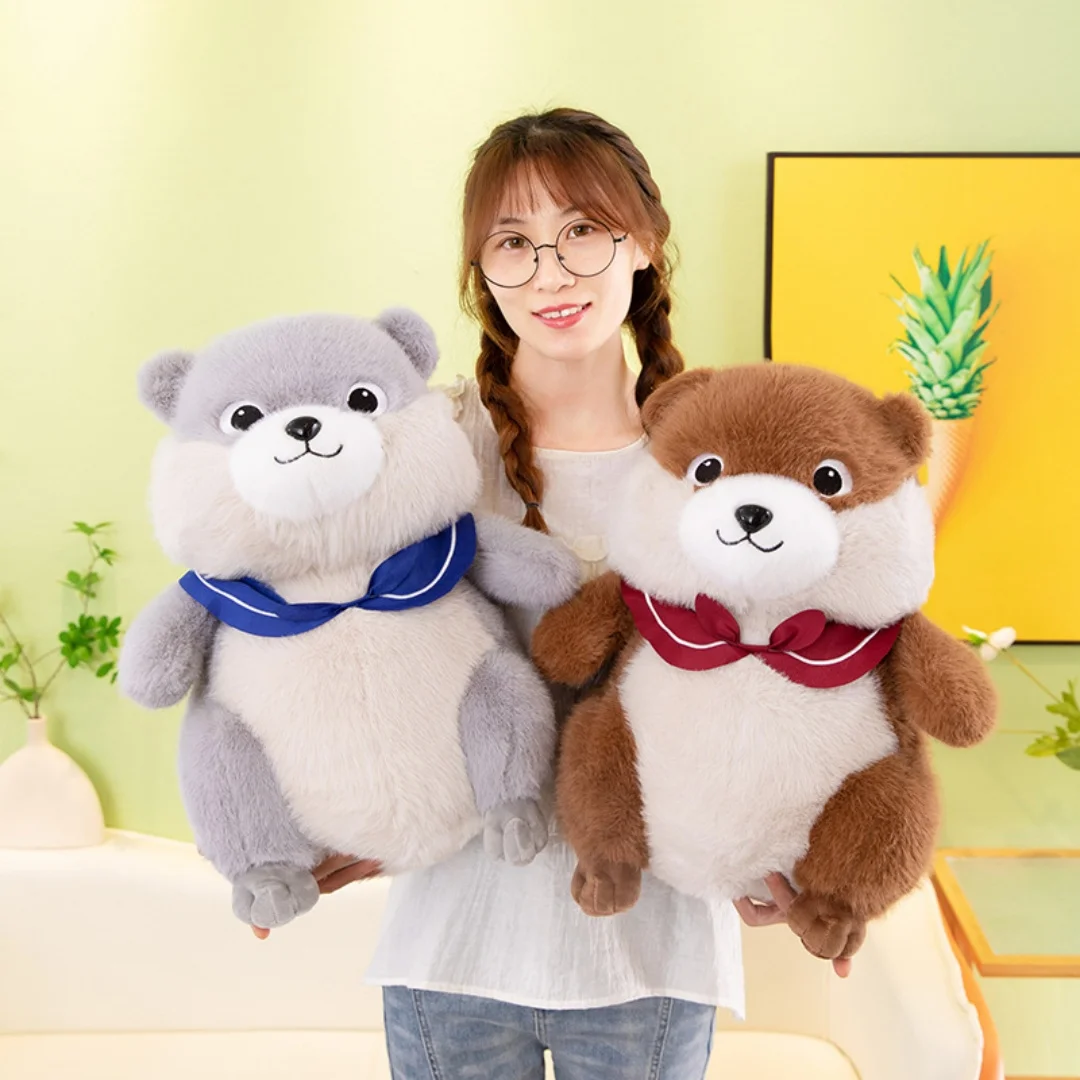 

1PC 24cm/9.44in Cute scarf, groundhog, plush toy, claw machine doll, children's sleeping pillow, navy rat