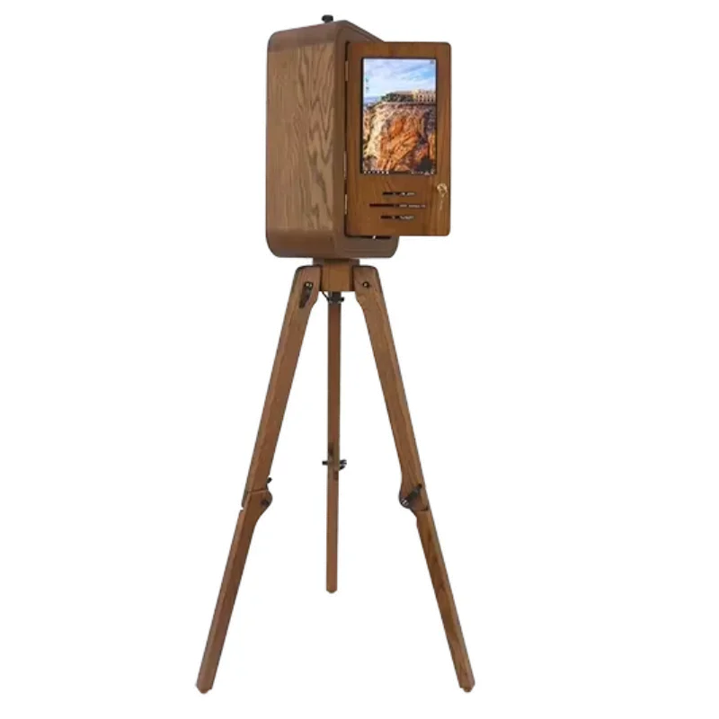 Wooden Ipad Booth 2024 New Design With Back Screen Monitor Vintage Photo Booth Wood Shell For 12.9 IPad For Parties & Events