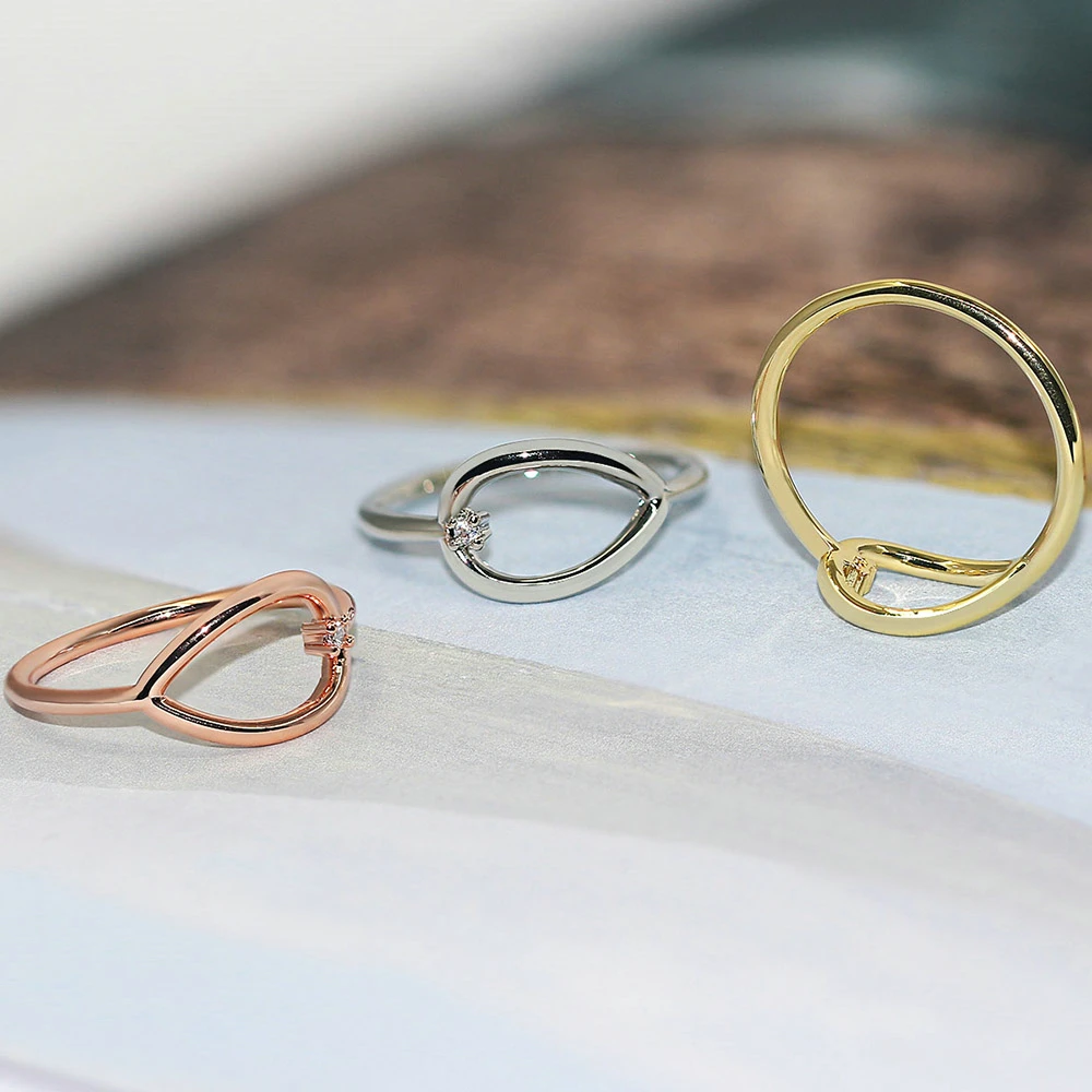 ZHOUYANG Simple Geometry Rings For Women Hollow Out Small Zircon 3 Color Daily Comfortable Finger Ring Fashion Jewelry R907