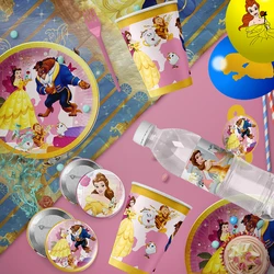 Disney Princess Beauty and The Beast Cake Topper Cake Flag Swirls Happy Birthday Party Decor Kids Girls Favor Decoration Suplies