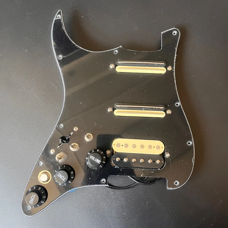 

Left-handed HSS Prewired ST Pickguard Coil Split Guitar Kill Switch Output Mute Switch Mini Humbucker High Output Pickups Zebra