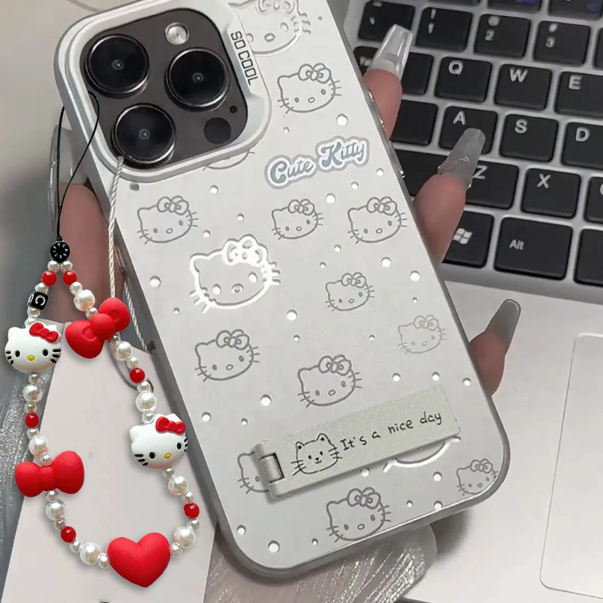 اليابانية الكورية Ins نمط HelloKitty KT القط قضية الهاتف آيفون 16 15 14 13 برو ماكس 11 12 13 برو XR 8 زائد القط مكافحة قطرة قذيفة #2