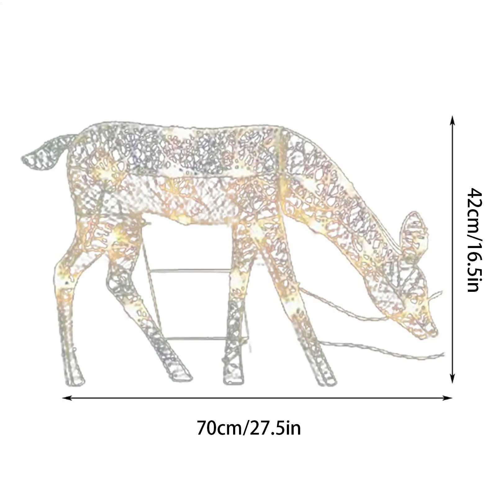زينة عيد الميلاد على شكل غزال مضاء باللون الأبيض اللامع تزلف والرنة المضاءة في الهواء الطلق، ديكور عطلة عيد الميلاد للفناء