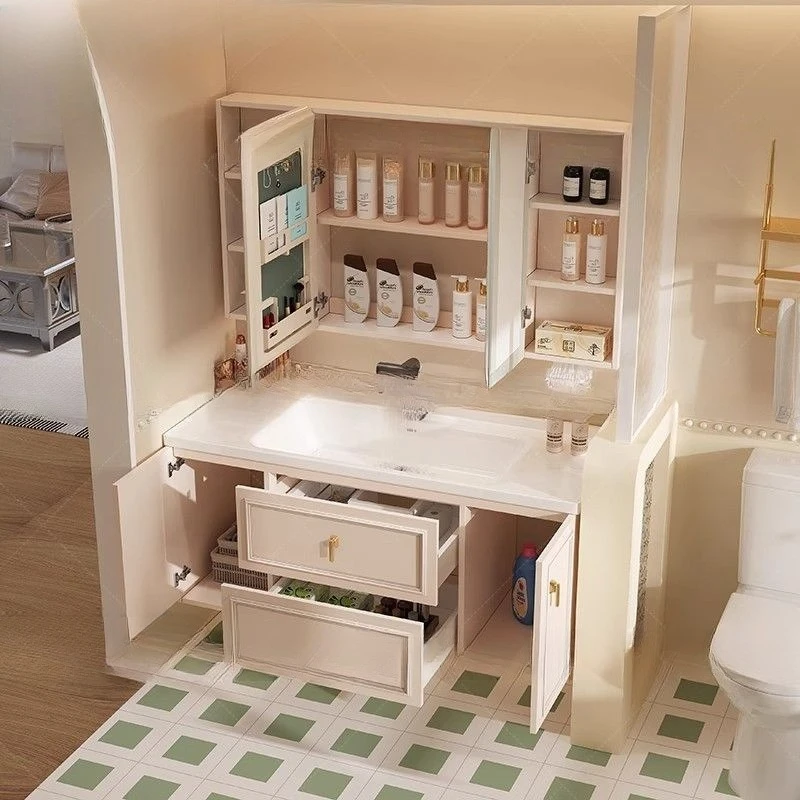 French bathroom cabinet, smart  combination ceramic integrated , wash basin