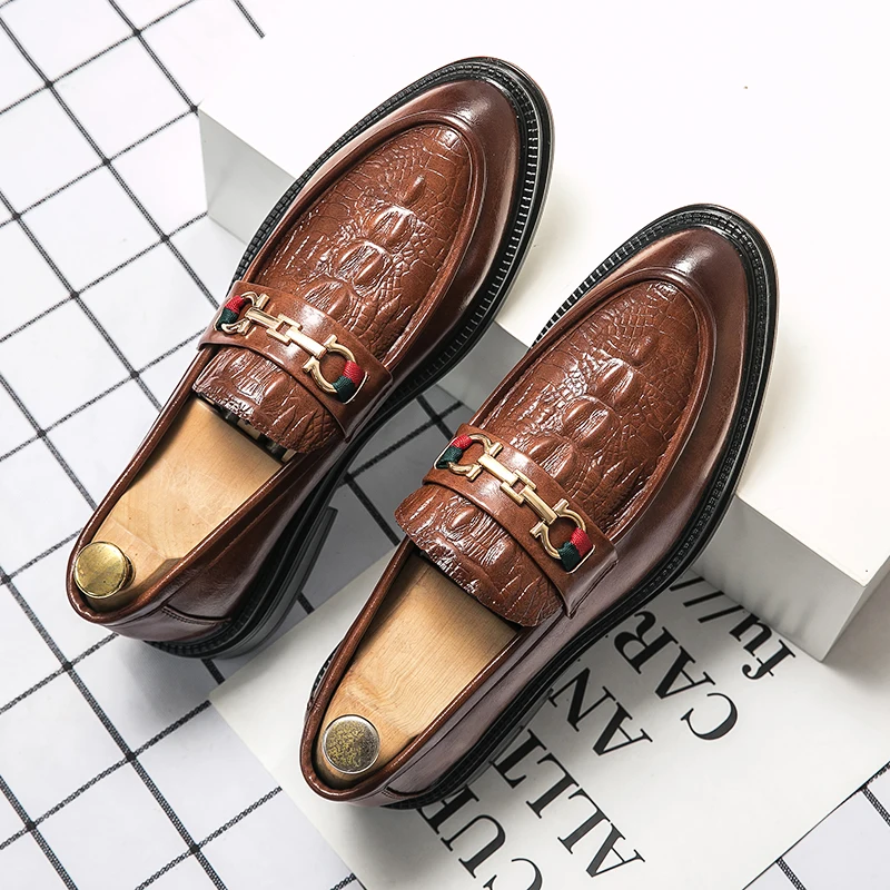 Black Shoes For Men Men\'s Moccasins Fashion Shoes Men Leather Trend Brown Loafers Brand Big Size Stylish For Sneakers Hip Hop