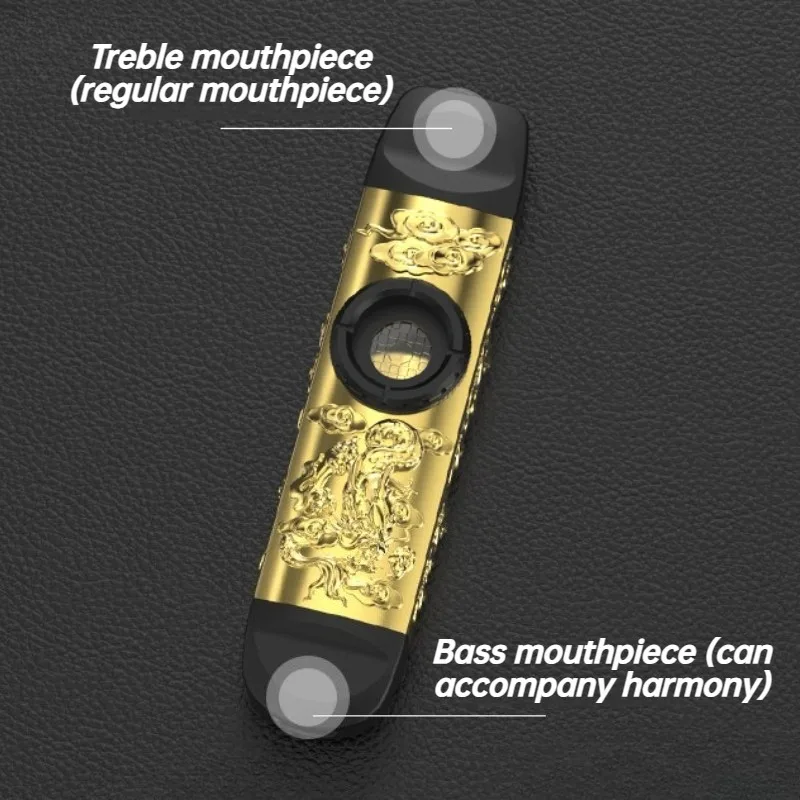Double-headed Kazoo Adjustable Timbre Kazoos Metal Dragon Relief Kazoo Accompaniment Beginner Pocket Kazoos for Adults Children