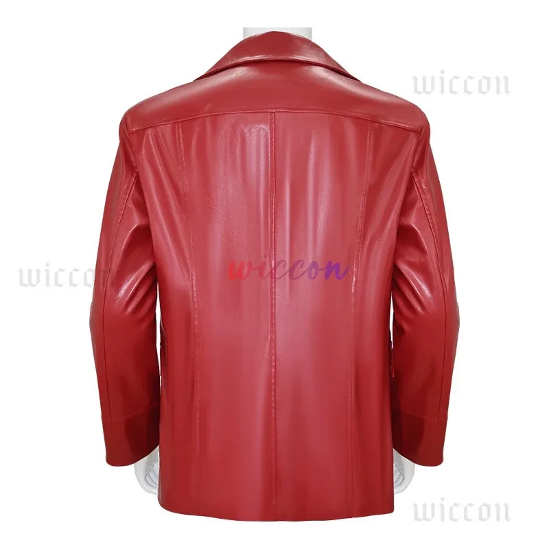 Kostum Cosplay Jaket Tyler Fight Club 2025 22, Mantel Kulit Durden dengan Kemeja, Kacamata, untuk Pesta Halloween Karnaval, Pria A